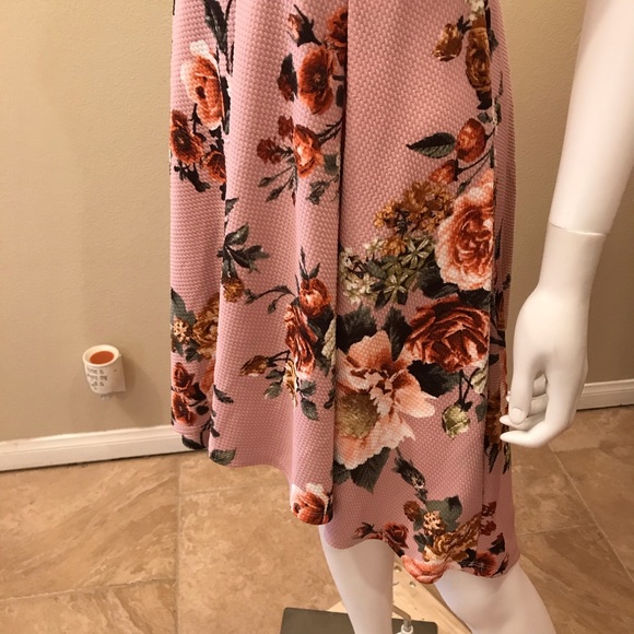 Haute Monde Sleeveless Floral Dress Size Large Pink Fit Flare - Picture 13 of 15